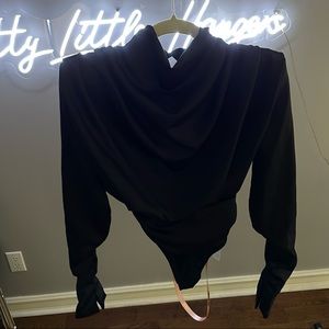 House of CB Black Satin Bodysuit